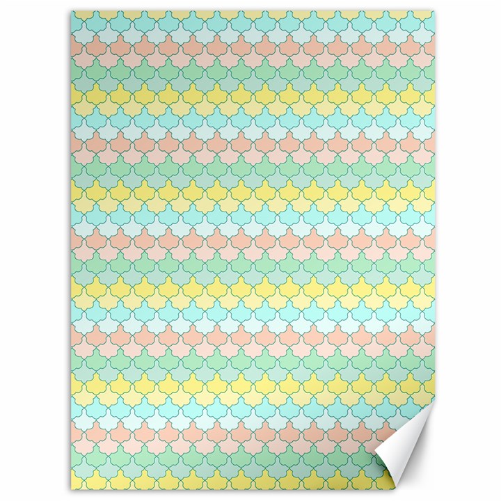 Scallop Repeat Pattern in Miami Pastel Aqua, Pink, Mint and Lemon Canvas 36  x 48  