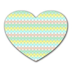 Scallop Repeat Pattern In Miami Pastel Aqua, Pink, Mint And Lemon Heart Mousepads