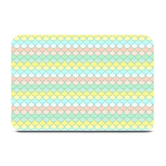 Scallop Repeat Pattern In Miami Pastel Aqua, Pink, Mint And Lemon Plate Mats by PaperandFrill