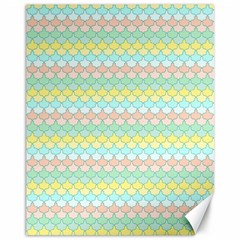 Scallop Repeat Pattern In Miami Pastel Aqua, Pink, Mint And Lemon Canvas 11  X 14   by PaperandFrill