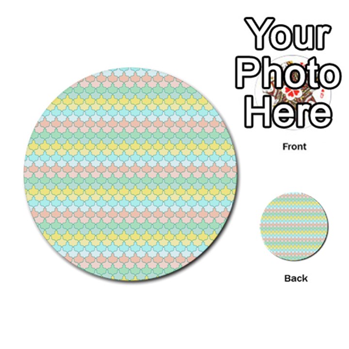 Scallop Repeat Pattern in Miami Pastel Aqua, Pink, Mint and Lemon Multi-purpose Cards (Round) 