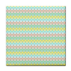 Scallop Repeat Pattern In Miami Pastel Aqua, Pink, Mint And Lemon Face Towel by PaperandFrill