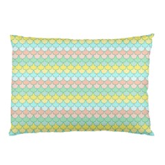 Scallop Repeat Pattern In Miami Pastel Aqua, Pink, Mint And Lemon Pillow Cases