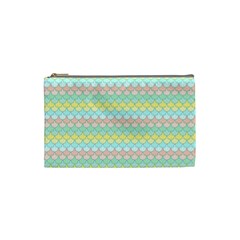 Scallop Repeat Pattern In Miami Pastel Aqua, Pink, Mint And Lemon Cosmetic Bag (small)  by PaperandFrill