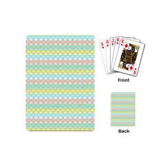 Scallop Repeat Pattern In Miami Pastel Aqua, Pink, Mint And Lemon Playing Cards (mini)  by PaperandFrill