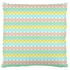 Scallop Repeat Pattern In Miami Pastel Aqua, Pink, Mint And Lemon Large Cushion Cases (one Side) 