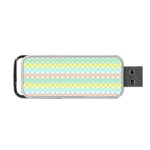 Scallop Repeat Pattern in Miami Pastel Aqua, Pink, Mint and Lemon Portable USB Flash (Two Sides) Front