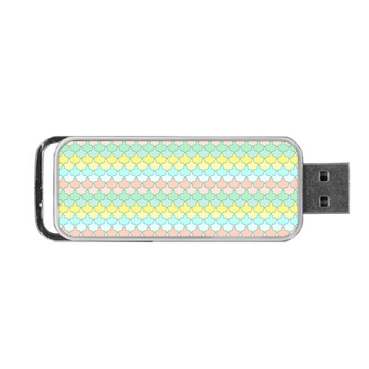 Scallop Repeat Pattern in Miami Pastel Aqua, Pink, Mint and Lemon Portable USB Flash (Two Sides)