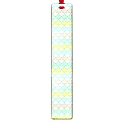 Scallop Repeat Pattern In Miami Pastel Aqua, Pink, Mint And Lemon Large Book Marks by PaperandFrill