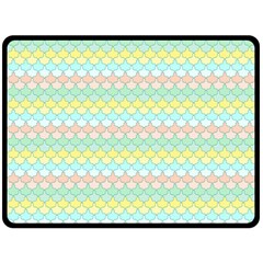 Scallop Repeat Pattern In Miami Pastel Aqua, Pink, Mint And Lemon Double Sided Fleece Blanket (large) 