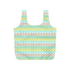 Scallop Repeat Pattern In Miami Pastel Aqua, Pink, Mint And Lemon Full Print Recycle Bags (s)  by PaperandFrill