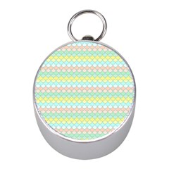 Scallop Repeat Pattern In Miami Pastel Aqua, Pink, Mint And Lemon Mini Silver Compasses by PaperandFrill