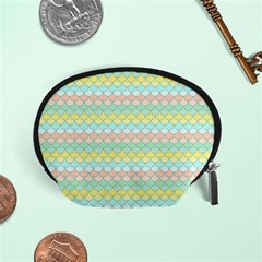 Scallop Repeat Pattern In Miami Pastel Aqua, Pink, Mint And Lemon Accessory Pouches (small) 