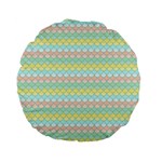 Scallop Repeat Pattern in Miami Pastel Aqua, Pink, Mint and Lemon Standard 15  Premium Flano Round Cushions Front