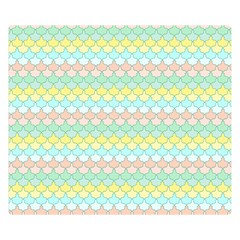 Scallop Repeat Pattern In Miami Pastel Aqua, Pink, Mint And Lemon Double Sided Flano Blanket (small) 