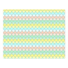 Scallop Repeat Pattern In Miami Pastel Aqua, Pink, Mint And Lemon Double Sided Flano Blanket (large) 