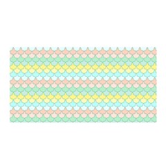 Scallop Repeat Pattern In Miami Pastel Aqua, Pink, Mint And Lemon Satin Wrap by PaperandFrill