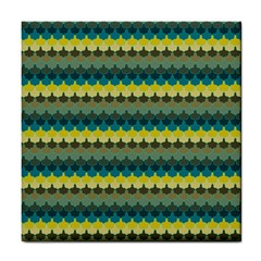 Scallop Pattern Repeat In  new York  Teal, Mustard, Grey And Moss Tile Coasters by PaperandFrill