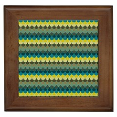 Scallop Pattern Repeat in  New York  Teal, Mustard, Grey and Moss Framed Tiles