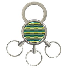 Scallop Pattern Repeat In  new York  Teal, Mustard, Grey And Moss 3-ring Key Chains by PaperandFrill