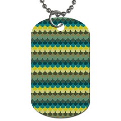 Scallop Pattern Repeat In  new York  Teal, Mustard, Grey And Moss Dog Tag (two Sides) by PaperandFrill