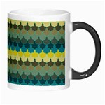 Scallop Pattern Repeat in  New York  Teal, Mustard, Grey and Moss Morph Mugs Right