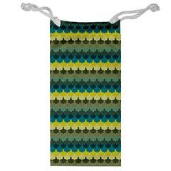 Scallop Pattern Repeat In  new York  Teal, Mustard, Grey And Moss Jewelry Bags by PaperandFrill