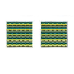 Scallop Pattern Repeat In  new York  Teal, Mustard, Grey And Moss Cufflinks (square) by PaperandFrill