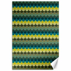 Scallop Pattern Repeat In  new York  Teal, Mustard, Grey And Moss Canvas 12  X 18  