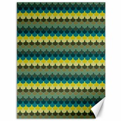 Scallop Pattern Repeat In  new York  Teal, Mustard, Grey And Moss Canvas 36  X 48  