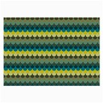 Scallop Pattern Repeat in  New York  Teal, Mustard, Grey and Moss Large Glasses Cloth Front