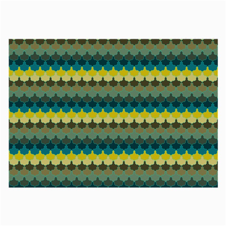 Scallop Pattern Repeat in  New York  Teal, Mustard, Grey and Moss Large Glasses Cloth