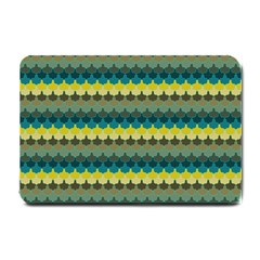 Scallop Pattern Repeat In  new York  Teal, Mustard, Grey And Moss Small Doormat  by PaperandFrill