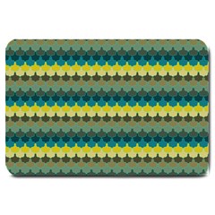 Scallop Pattern Repeat In  new York  Teal, Mustard, Grey And Moss Large Doormat  by PaperandFrill