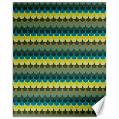 Scallop Pattern Repeat In  new York  Teal, Mustard, Grey And Moss Canvas 11  X 14   by PaperandFrill