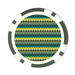 Scallop Pattern Repeat In  new York  Teal, Mustard, Grey And Moss Poker Chip Card Guards by PaperandFrill