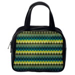 Scallop Pattern Repeat in  New York  Teal, Mustard, Grey and Moss Classic Handbags (One Side) Front