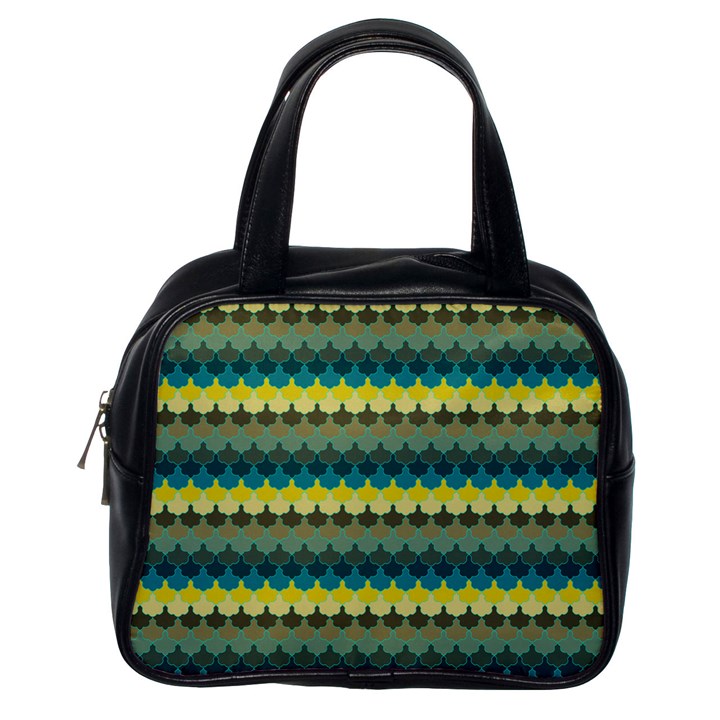 Scallop Pattern Repeat in  New York  Teal, Mustard, Grey and Moss Classic Handbags (One Side)