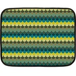 Scallop Pattern Repeat in  New York  Teal, Mustard, Grey and Moss Fleece Blanket (Mini) 35 x27  Blanket