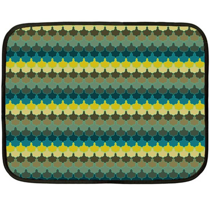 Scallop Pattern Repeat in  New York  Teal, Mustard, Grey and Moss Fleece Blanket (Mini)