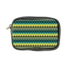 Scallop Pattern Repeat In  new York  Teal, Mustard, Grey And Moss Coin Purse