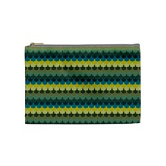 Scallop Pattern Repeat In  new York  Teal, Mustard, Grey And Moss Cosmetic Bag (medium) 