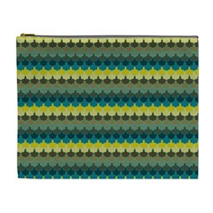 Scallop Pattern Repeat In  new York  Teal, Mustard, Grey And Moss Cosmetic Bag (xl) by PaperandFrill