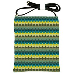 Scallop Pattern Repeat In  new York  Teal, Mustard, Grey And Moss Shoulder Sling Bags by PaperandFrill