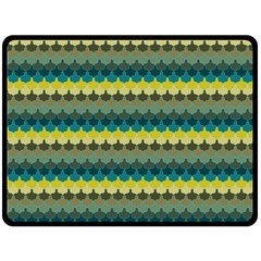 Scallop Pattern Repeat In  new York  Teal, Mustard, Grey And Moss Fleece Blanket (large)  by PaperandFrill