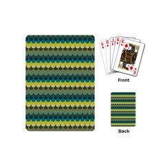 Scallop Pattern Repeat In  new York  Teal, Mustard, Grey And Moss Playing Cards (mini) 