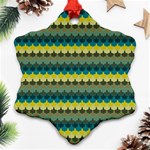 Scallop Pattern Repeat in  New York  Teal, Mustard, Grey and Moss Snowflake Ornament (2-Side) Front