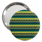 Scallop Pattern Repeat in  New York  Teal, Mustard, Grey and Moss 3  Handbag Mirrors Front