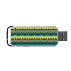 Scallop Pattern Repeat In  new York  Teal, Mustard, Grey And Moss Portable Usb Flash (one Side)