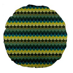 Scallop Pattern Repeat In  new York  Teal, Mustard, Grey And Moss Large 18  Premium Round Cushions by PaperandFrill